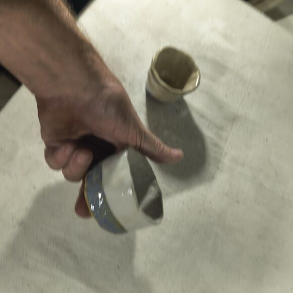 handmade ceramic bowls With A Cream And Blue Glaze - Picture 8 of 9